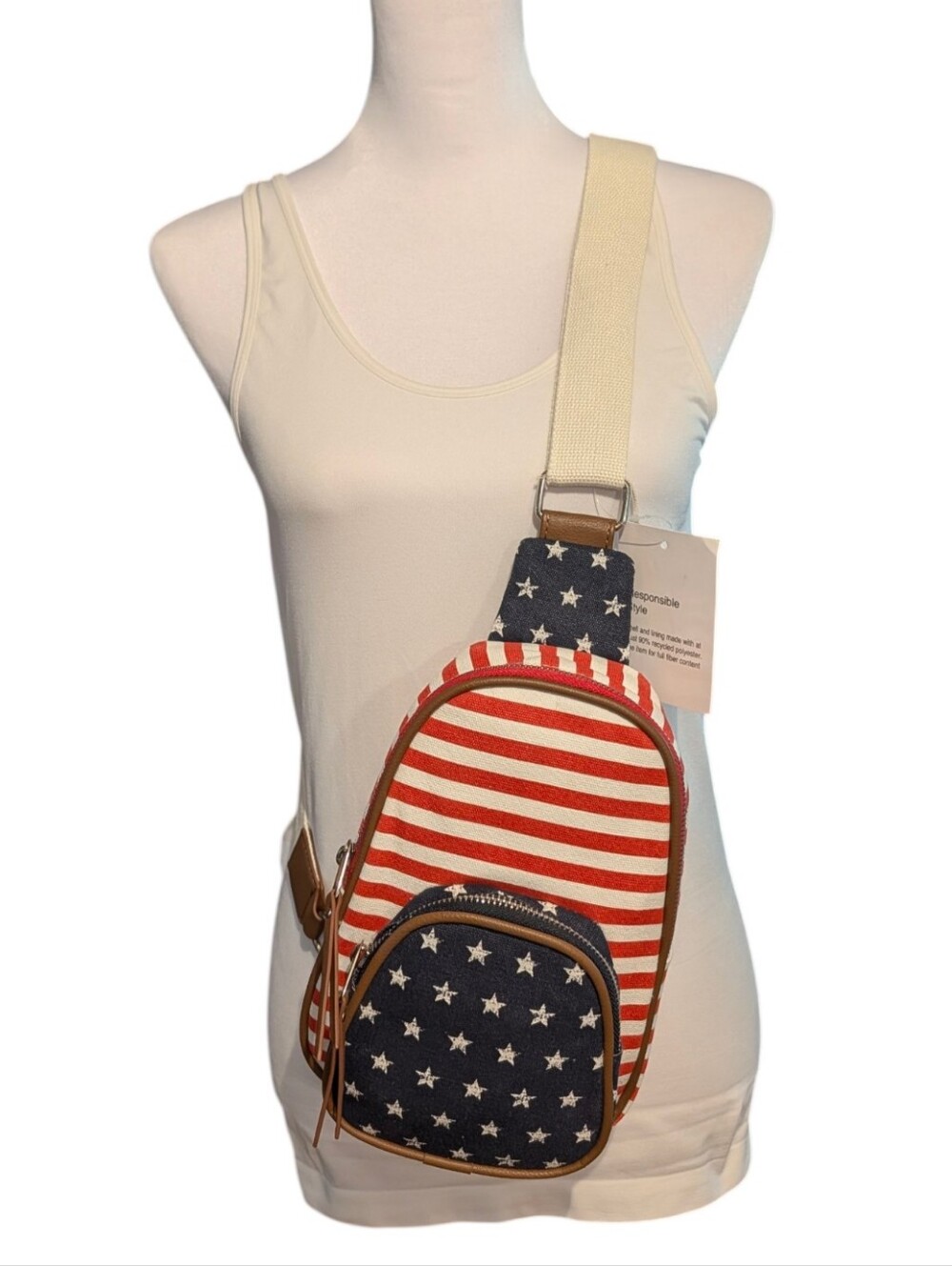 Mad Love Canvas Americana Sling Crossbody Bag